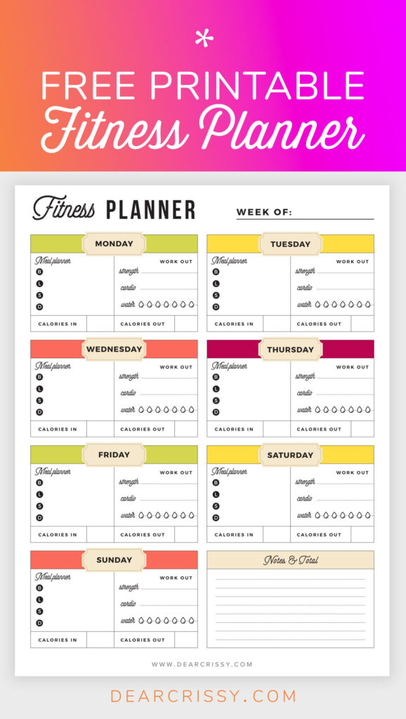 Free Printable Fitness Planner Meal And Fitness Tracker Start Today 
