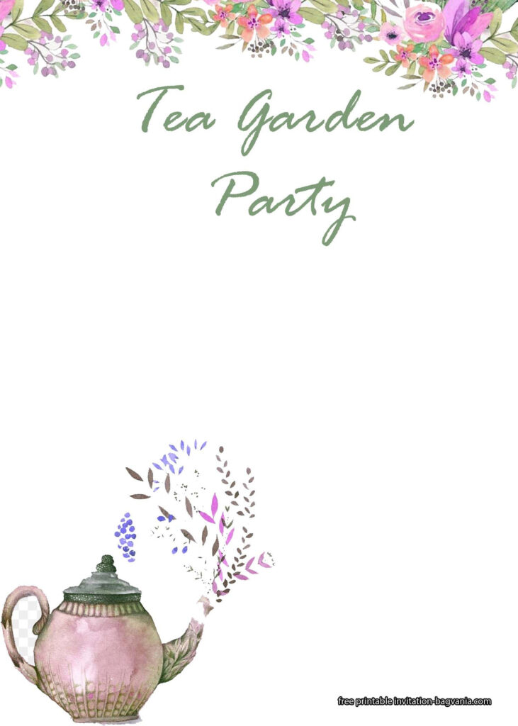 FREE Printable Garden Tea Party Invitation Templates Tea Party 
