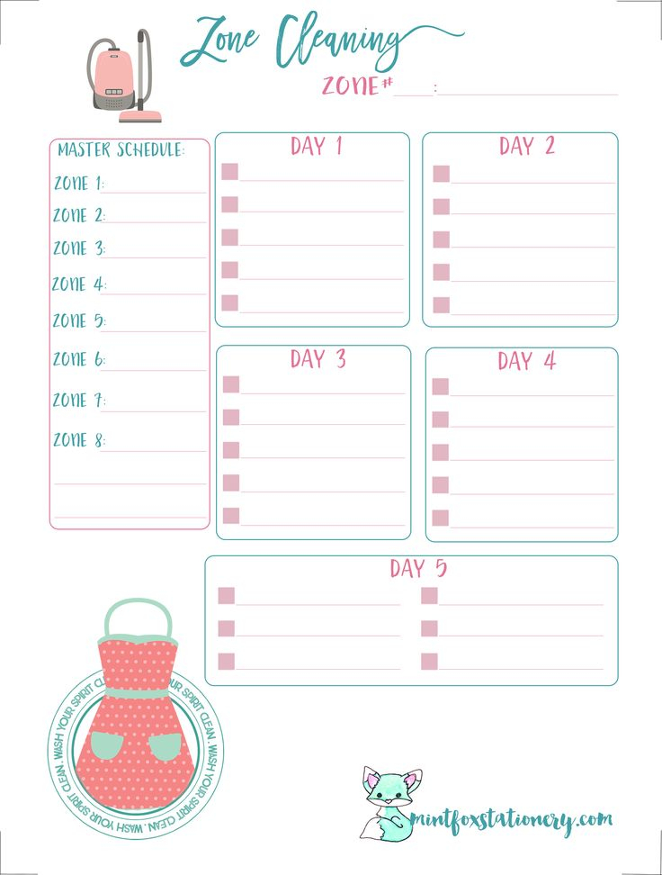 FREE Printable Happy Planner Zone Cleaning Insert From MintFox 