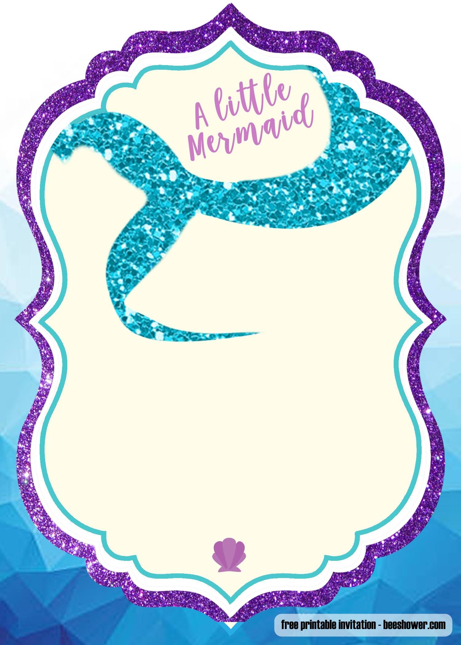 FREE Printable Mermaid Baby Shower Invitation Templates Mermaid Baby 