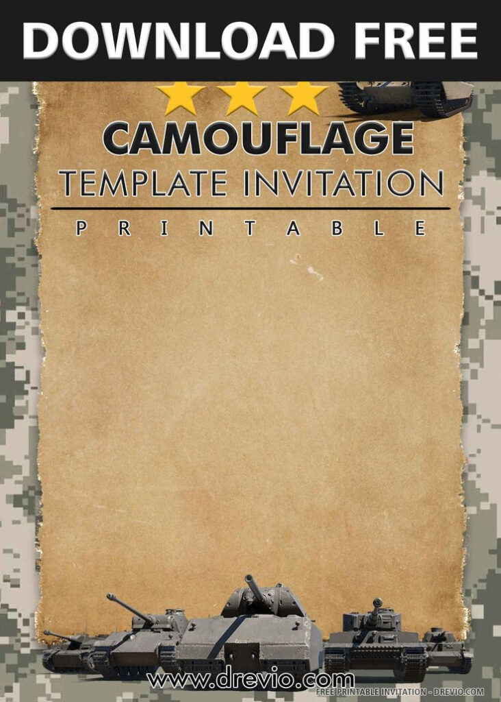  FREE PRINTABLE Military Camouflage Birthday Invitation Templates 