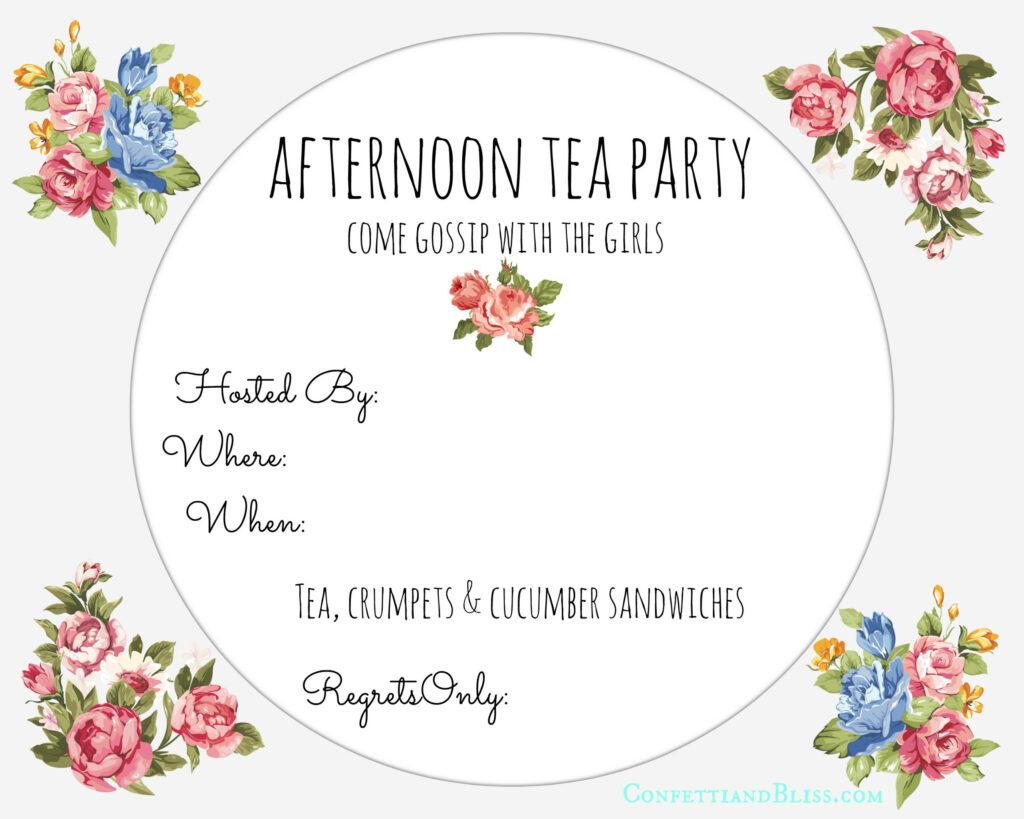 FREE PRINTABLE Tea Party Invite For Personal Use Only Not For Resale 