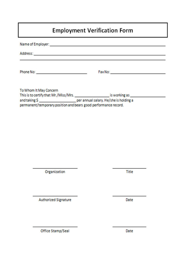 Free Printable Verification Of Employment Form Shop Fresh