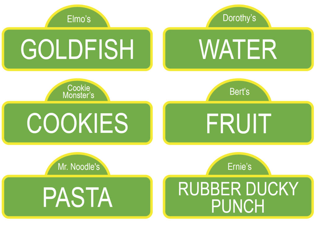 Free Sesame Street Printable Food Labels For Your Sesame Street Kid 