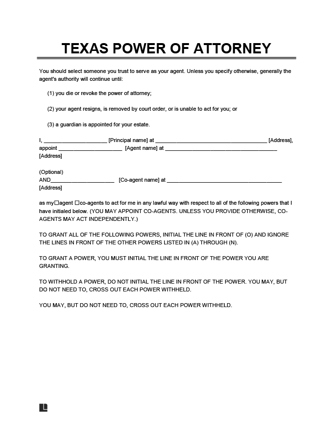 Free Texas Power Of Attorney Forms PDF Word Downloads