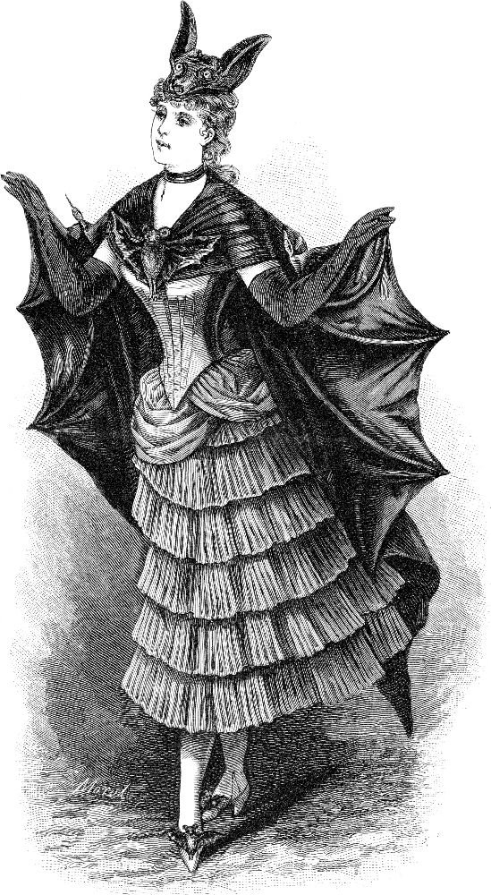 Free Vintage Clip Art 2 Victorian Bat Ladies Halloween The 