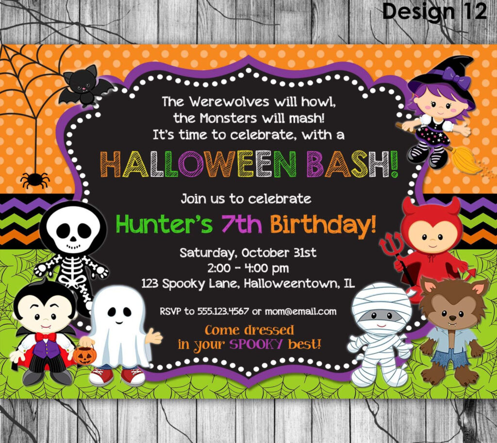 HALLOWEEN Birthday Invitation PRINTABLE Kids Halloween Party Invi 