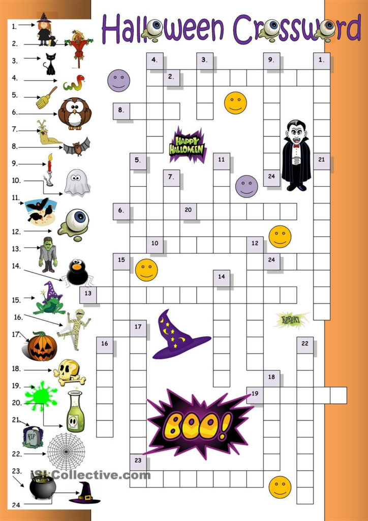 Halloween Crossword For Beginners Halloween Worksheets Halloween 