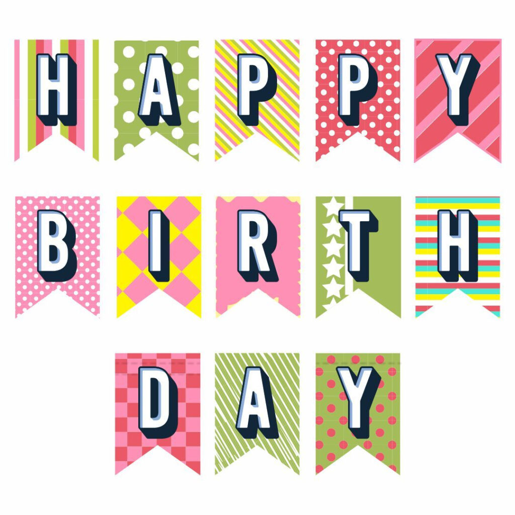 Happy Birthday Printable Banner Letters In 2021 Happy Birthday Banner 