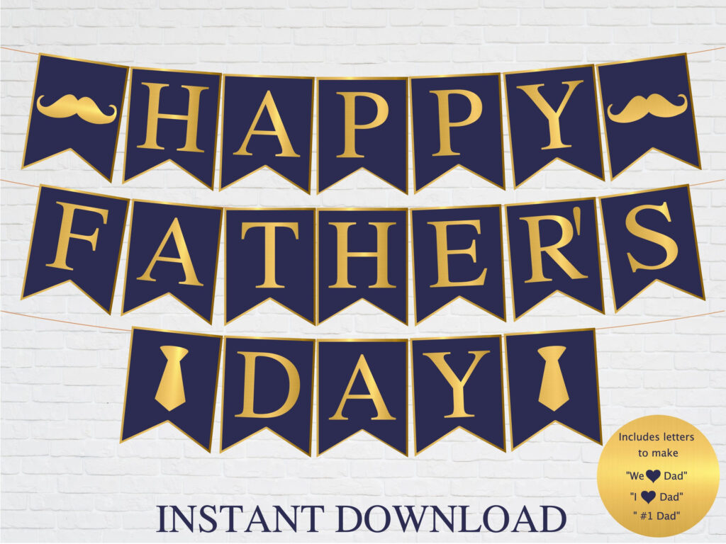 Happy Father s Day Banner Printable Fathers Day Party Etsy