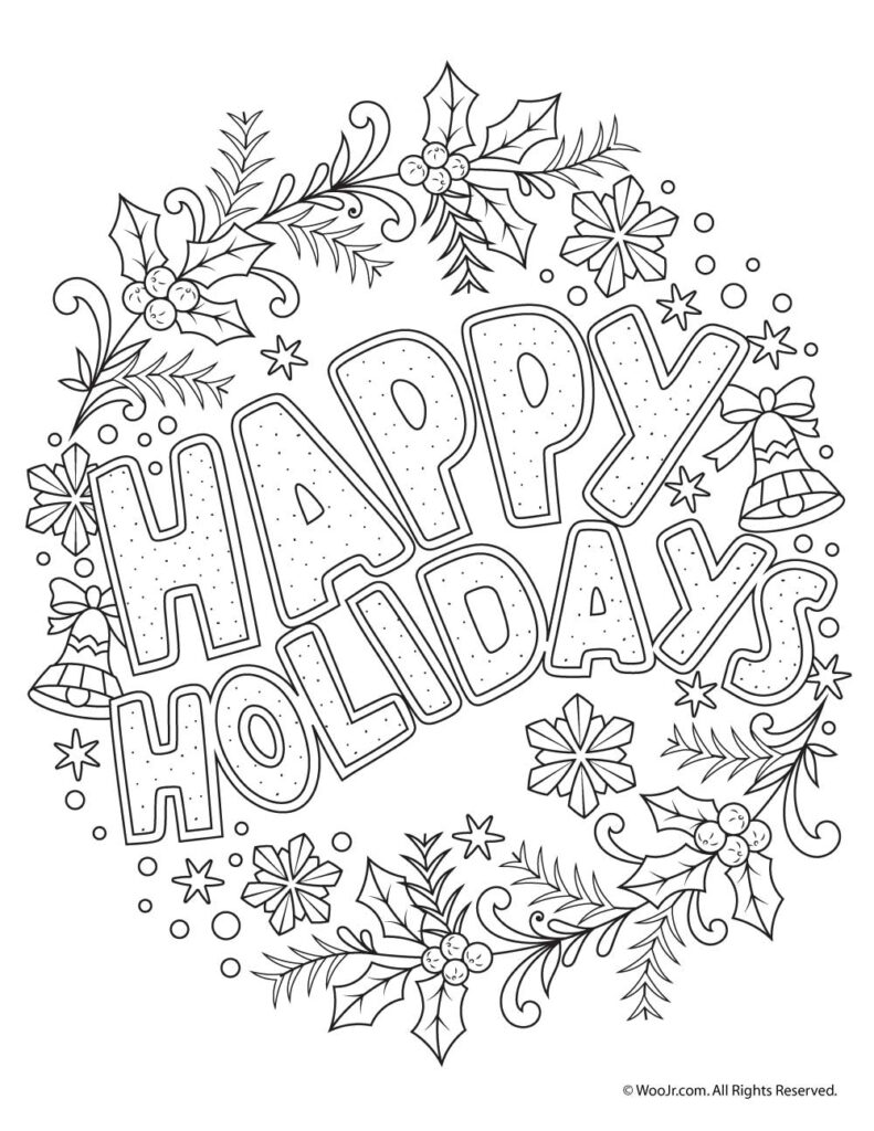 Happy Holidays Adult Coloring Freebie Woo Jr Kids Activities