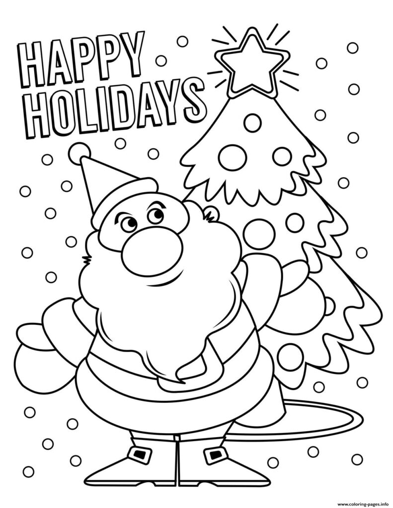 Happy Holidays Santa Claus Coloring Pages Printable