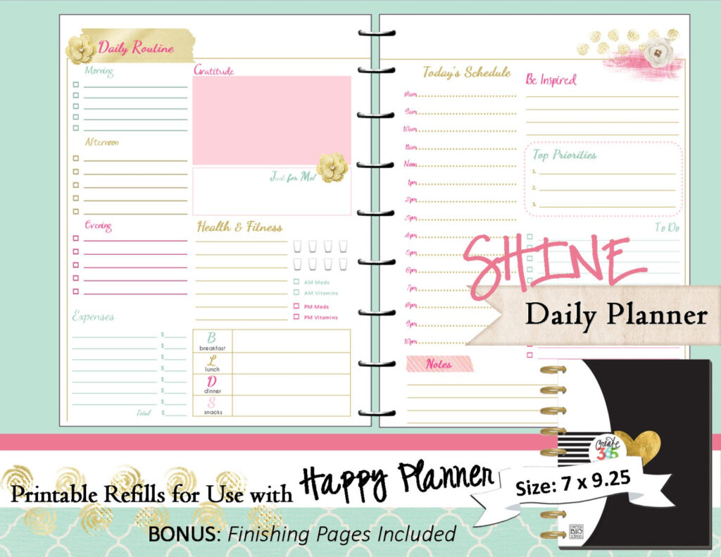 HAPPY PLANNER Daily Planner Refills Printable PDF Classic