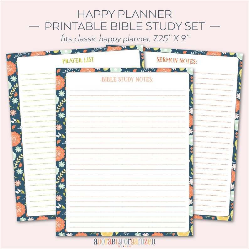 HAPPY PLANNER PRINTABLE Bible Study Planner Pages Inserts Etsy