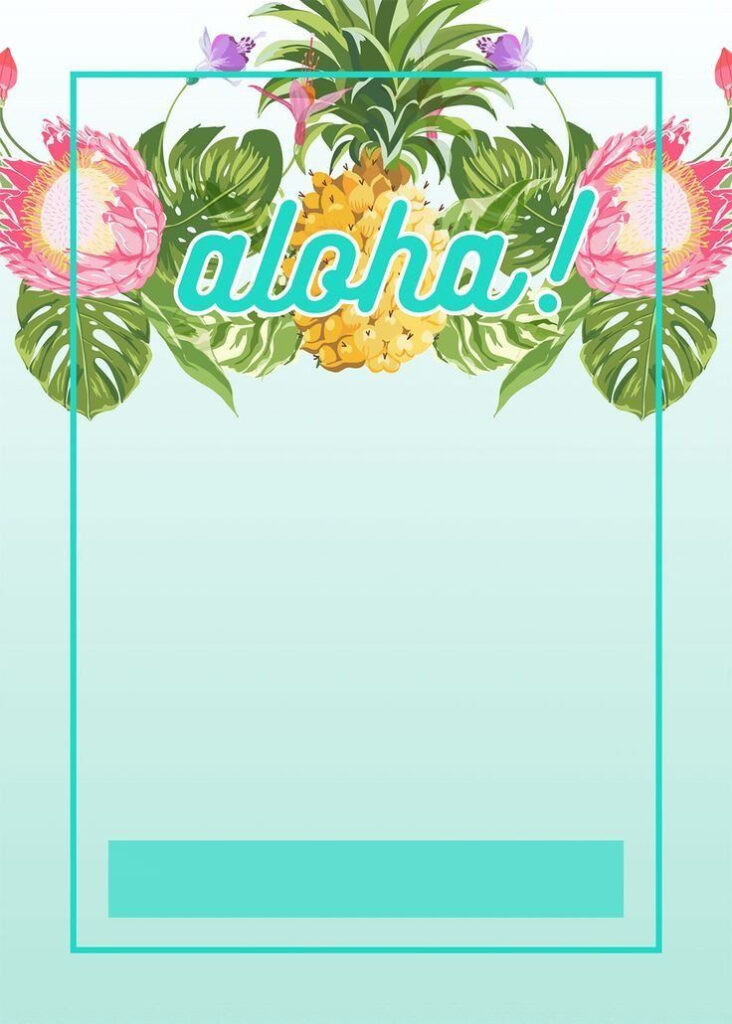 Hawaiian Themed Invitation Template Pineapple Luau Perimeter Free 