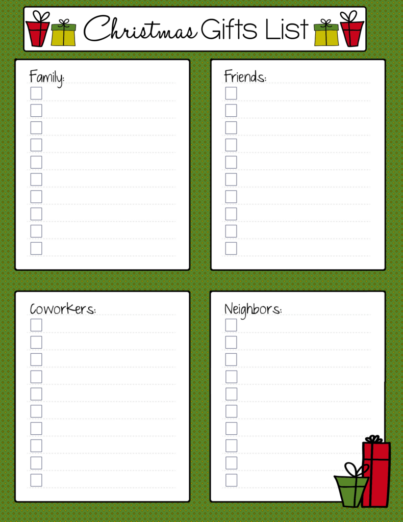 Holiday Gift List Organizer FREE Printable Operation 40K