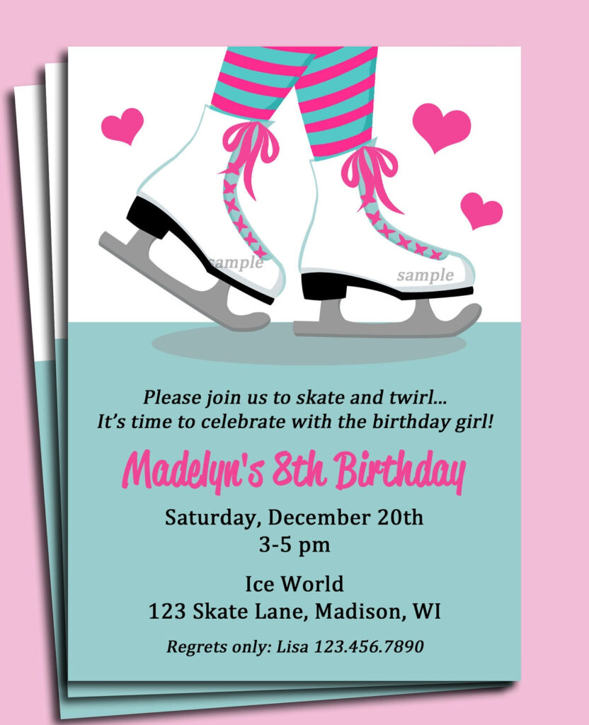 Ice Skating Invitation Printable Or Printed With FREE SHIPPING