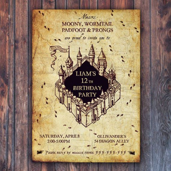 INSTANT DOWNLOAD Personalized Harry Potter Invitations Digital Print 