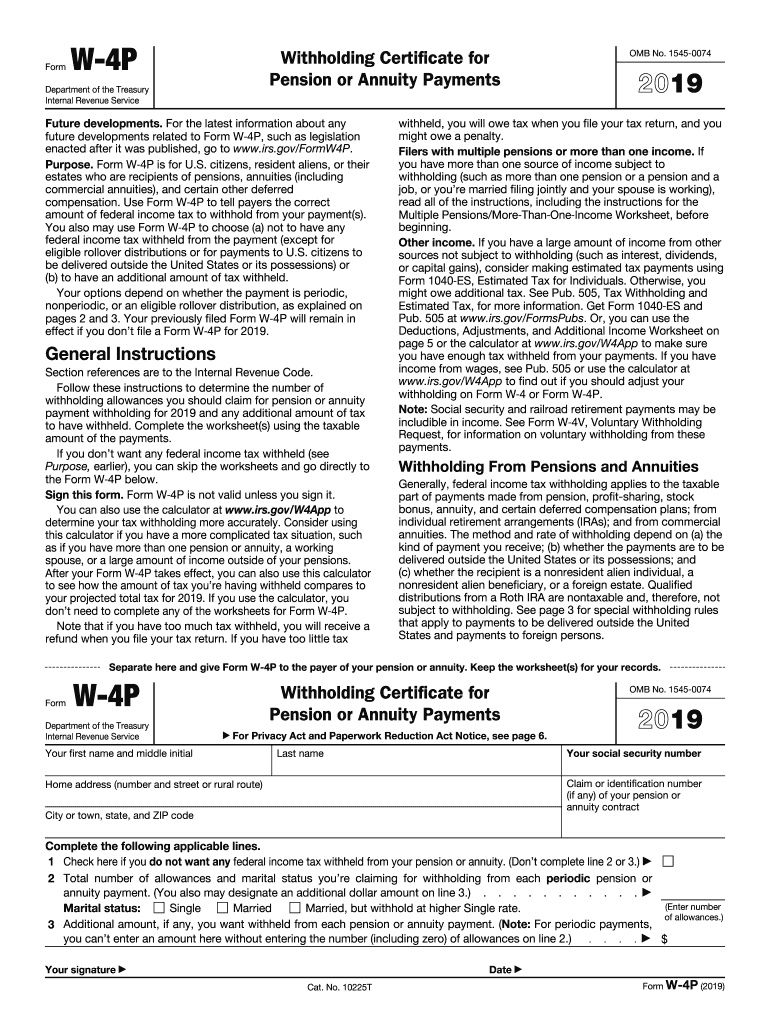 IRS W 4P 2019 Fill And Sign Printable Template Online US Legal Forms