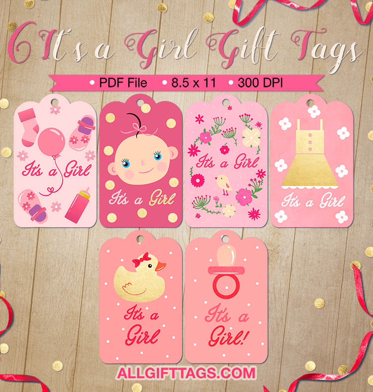 It s A Girl Gift Tags Gift Tags Diy Gift Tag Template Printable 