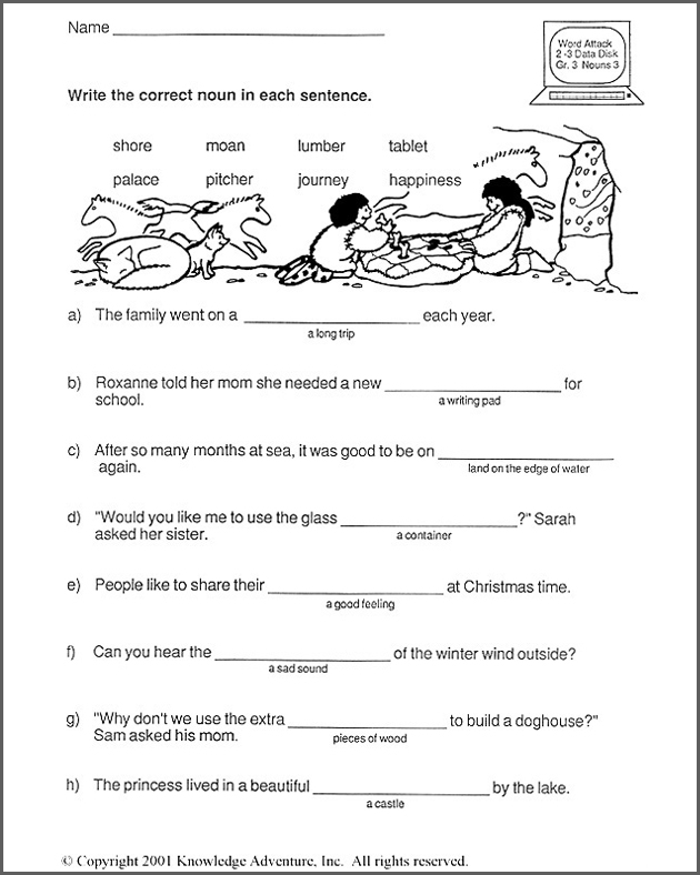 Know More Nouns Word Usage 3rd Grade Vocabulary Worksheet JumpStart