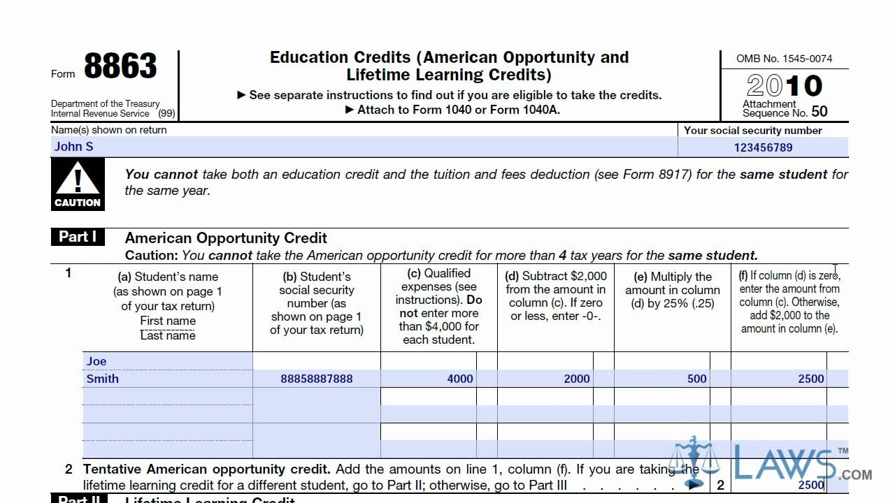 Learn How To Fill The Form 8863 Education Credits YouTube