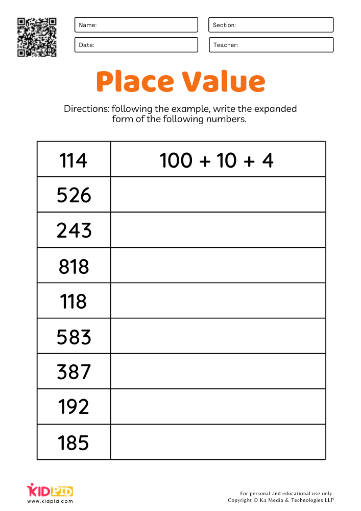 Math Expanded Form Worksheets For Grade 2 Kidpid