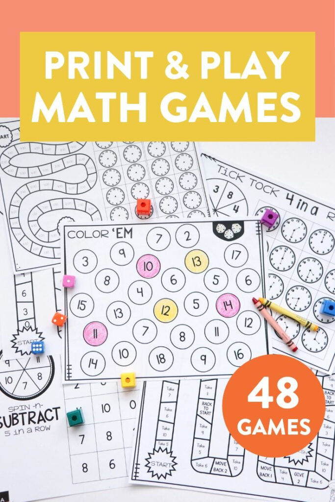 Math Games For 1st Grade Print Play LEARN Math Games Math Play Math