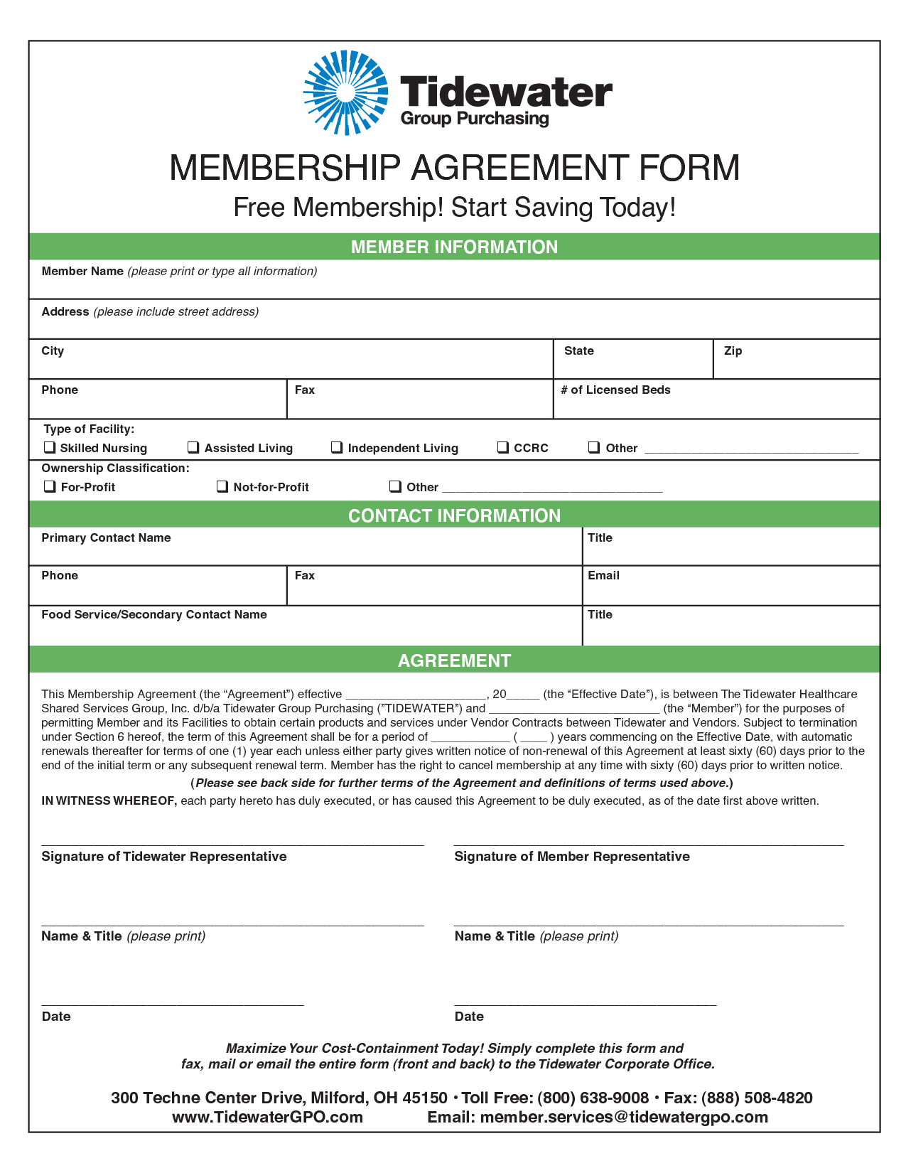 Membership Agreement Sample Free Printable Documents