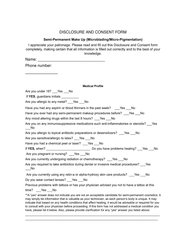 Microblading Consent Form Fill And Sign Printable Template Online 