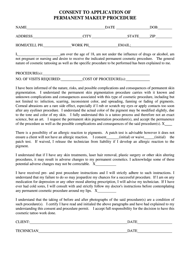 Microblading Consent Form Fill Online Printable Fillable Blank 