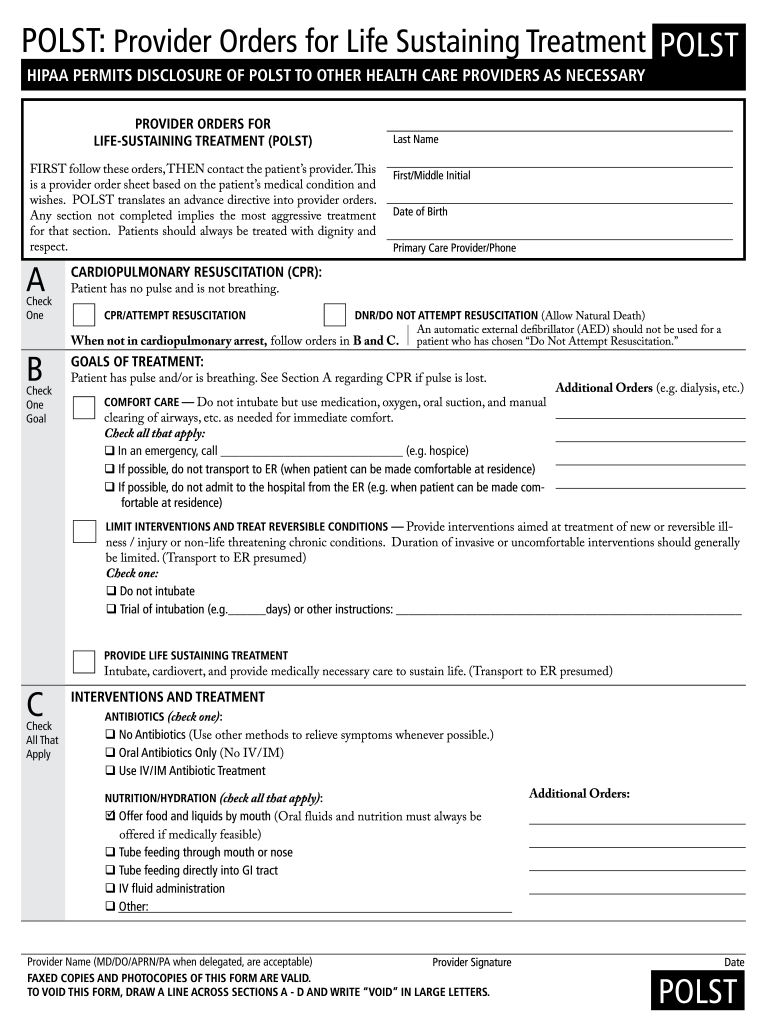 Minnesota Polst Fill Online Printable Fillable Blank PdfFiller