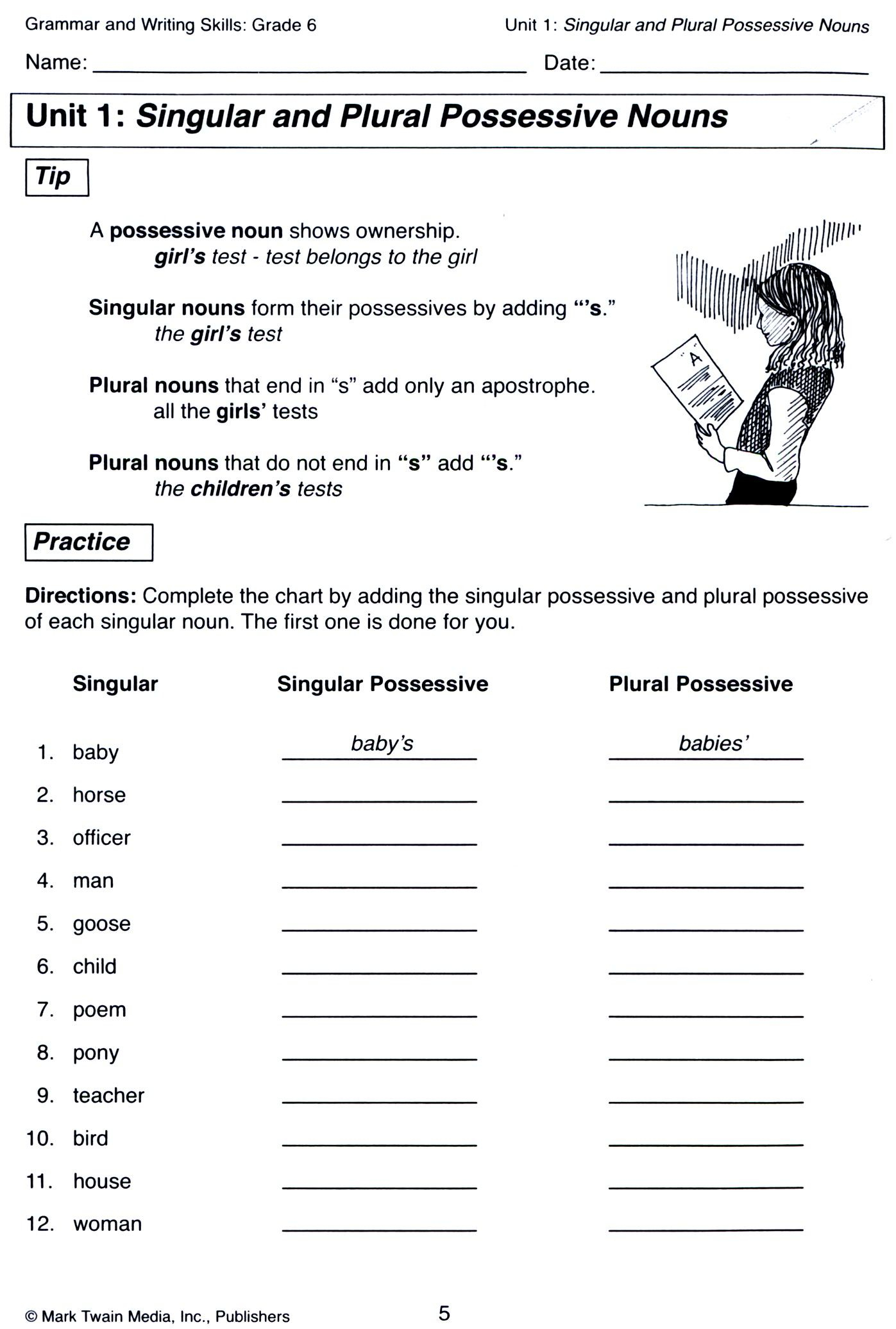 Ms Third Grade Singular And Plural Possessive Nouns Worksheets For Free 
