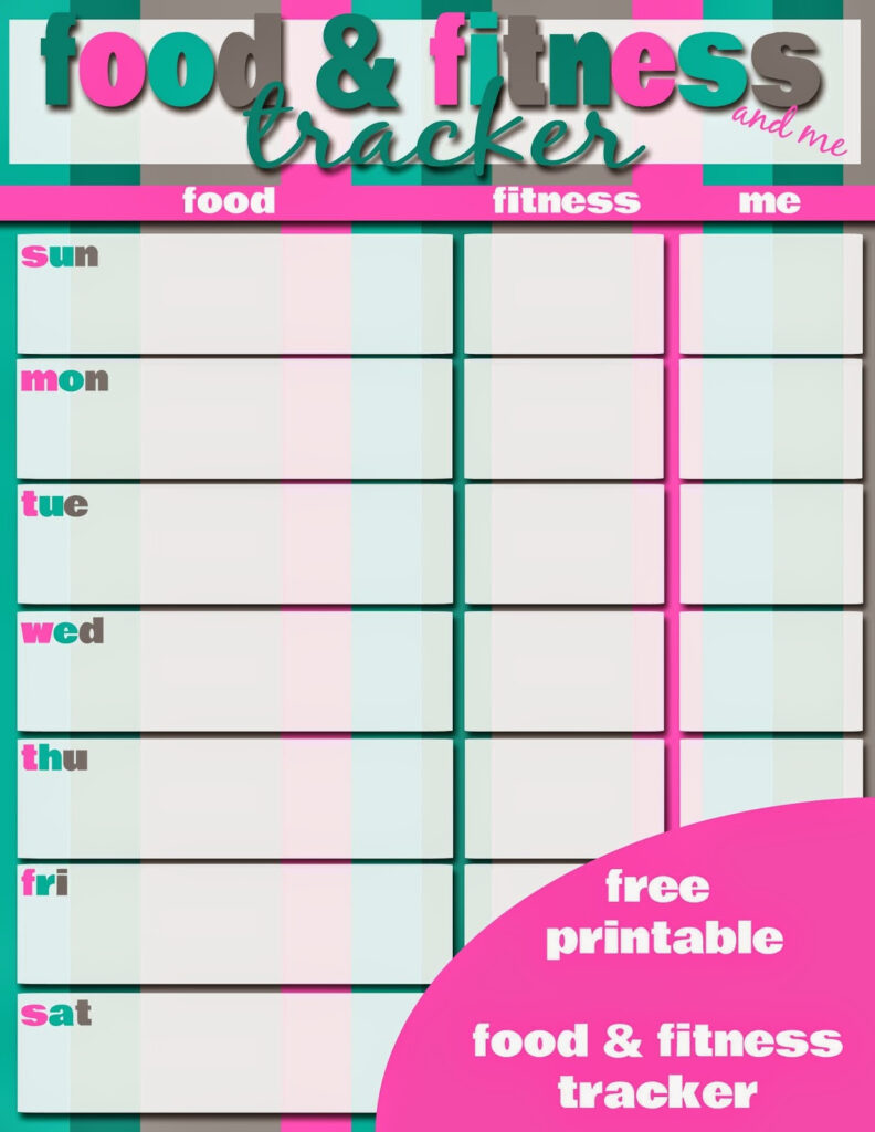 My Fashionable Designs Free Printable New Food Fitness Tracker