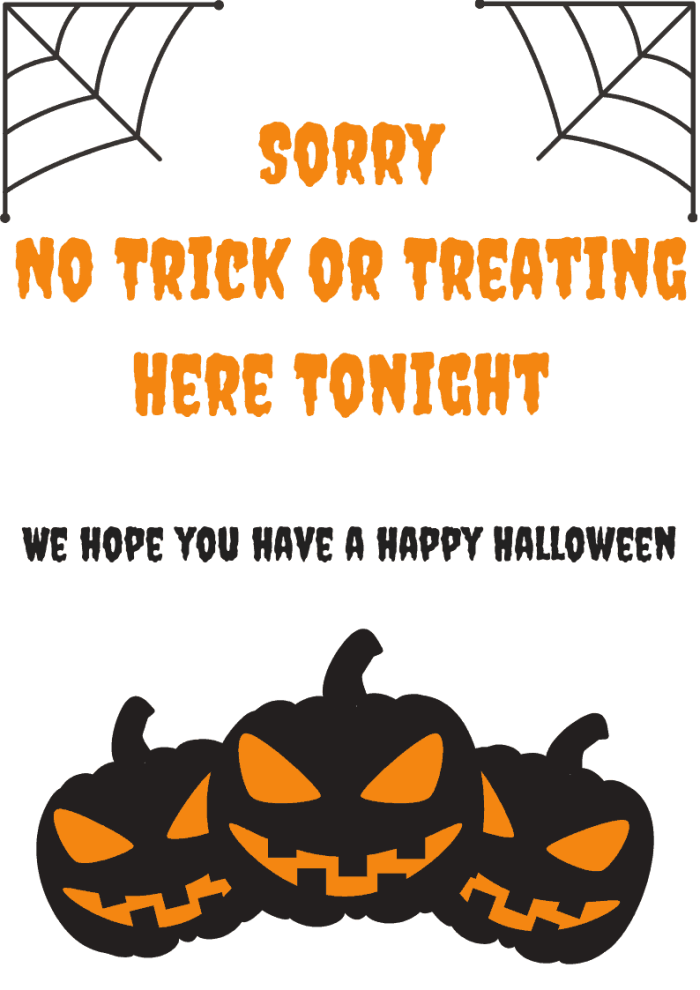 No Trick Or Treating Sign Free Printable For Halloween The 