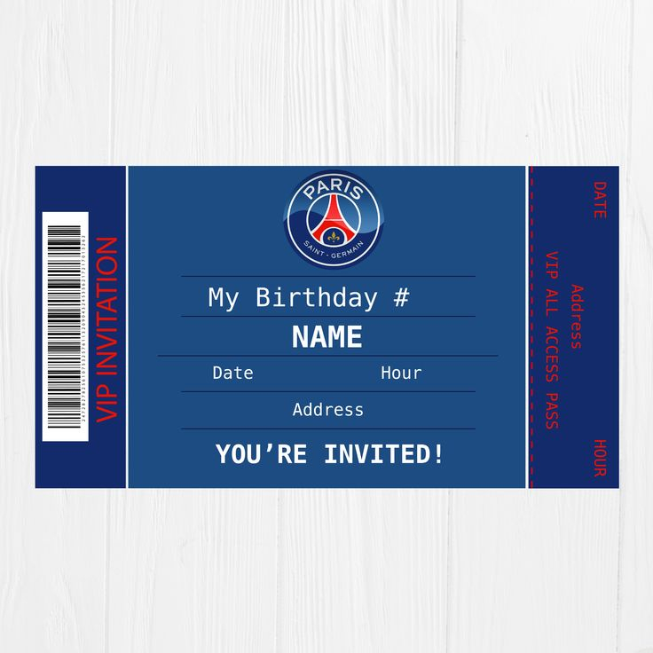 Paris Saint Germain Birthday Invitation Football Birthday Party 