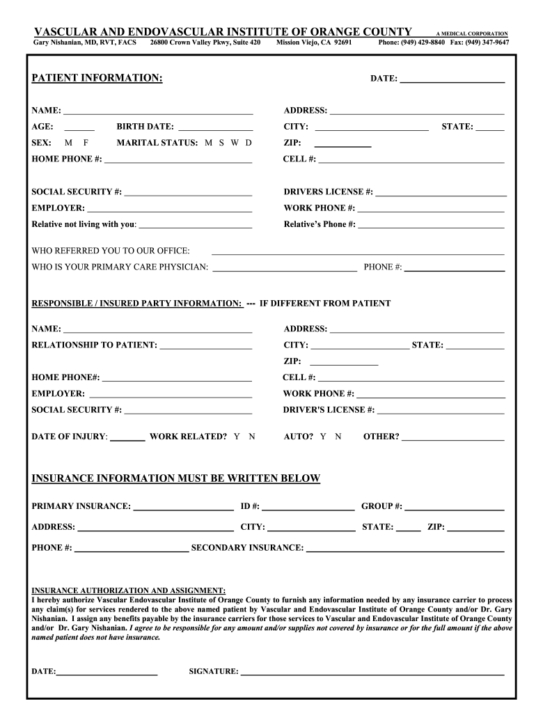 Patient Demographic Form Fill Out And Sign Printable PDF Template 