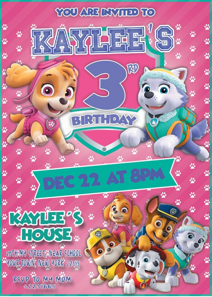 Paw Patrol Girl Birthday Invitation Oscarsitosroom Paw Patrol 