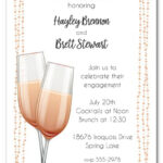 Peach Champagne Flutes Brunch Luncheon Invitations