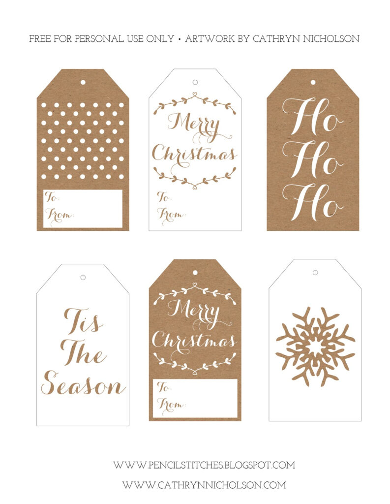 Pencil Stitches FREE Printable Christmas Gift Tags