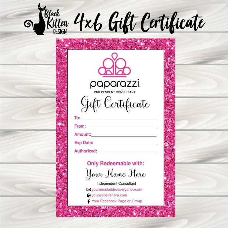 Free Printable Paparazzi Gift Certificate - NewFreePrintable.net