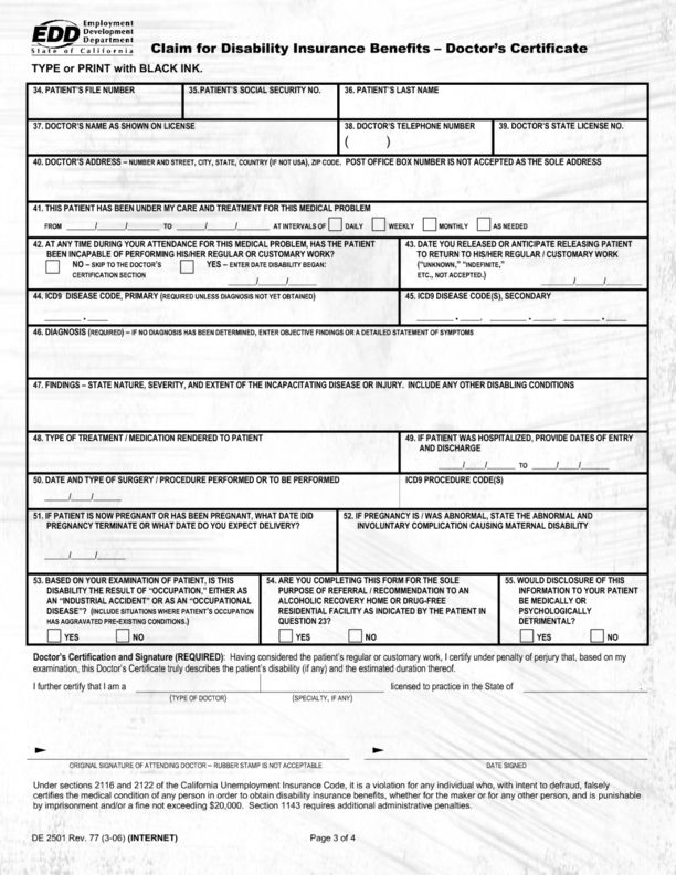 Pin On DE 2501 Form Claim For Disability Insurance Benefits 