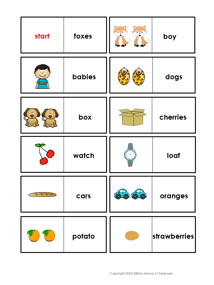 Plural Or Singular Domino Game Has 36 Pieces Of Dominoes Plurals