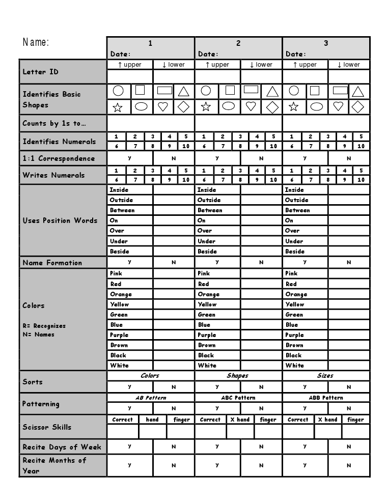 PreK Assessment Freebie Pack pdf Google Drive Preschool Assessments 