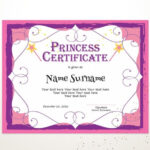 Princess Certificate Template EDITABLE Certificate Template Etsy