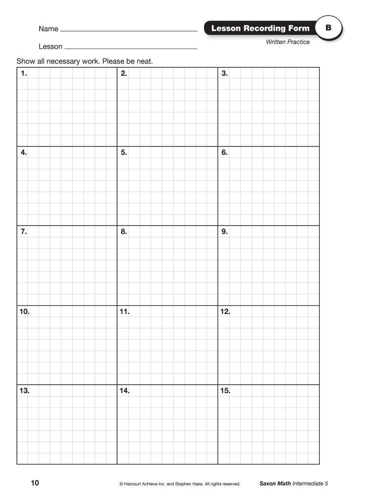 Print Saxon Math Recording Sheets Fill Online Printable Fillable 