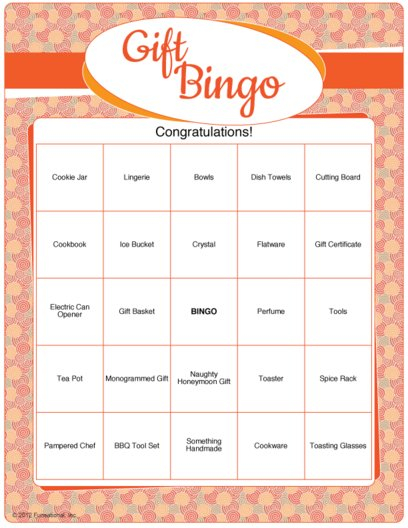 Printable Bridal Shower Gift Bingo Bridal Shower Games