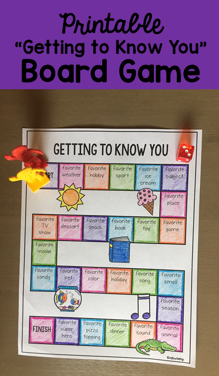 Printable Getting To Know You Board Game Great First Day Of School Ice 