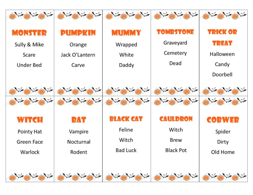 Printable Halloween Taboo Game Cards INSTANT DOWNLOAD For Your Etsy 