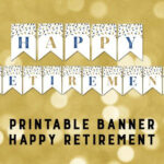 Printable Happy Retirement Banner Dark Blue Gold Confetti Etsy